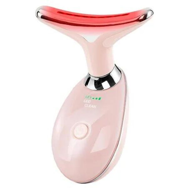 7 Color Face and Neck Massager,Red Light Based Facial Massager for Skin Care,Firming,Smoothing (Pink)