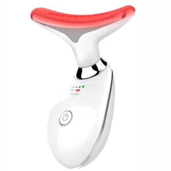 7 Color Face and Neck Massager,Red Light Based Facial Massager for Skin Care,Firming,Smoothing (White)