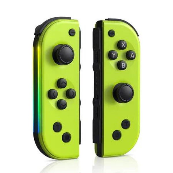 7 Color of Led Joypads Controller for Switch, OLED, Lite,Switch Joypad Support Wake Up Function, Six Axis and Turbo Function With Straps and Grip, Green