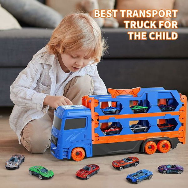 7 IN 1 DieCast Transport Truck Car Toys For 2 3 4 5 6 Years Old Boys