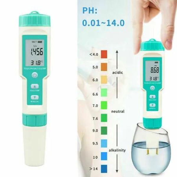 7-in-1 Digital Water Quality Tester Pen for pH, TDS, Temperature, EC, Salinity, ORP, SG