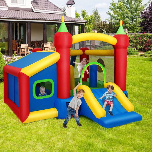 7-in-1 Kids Bounce House With 100 Ocean Balls No Blower