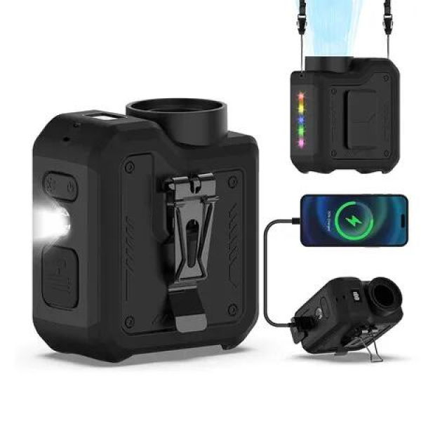 7 in 1 Multi Use Portable Turbo Fan, 10000mAh Personal Powerful Cooling Rechargeable fan,Wearable Belt Clip Fans for Waist Neck, Black