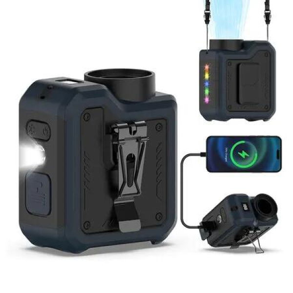 7 in 1 Multi Use Portable Turbo Fan, 10000mAh Personal Powerful Cooling Rechargeable fan,Wearable Belt Clip Fans for Waist Neck, Blue