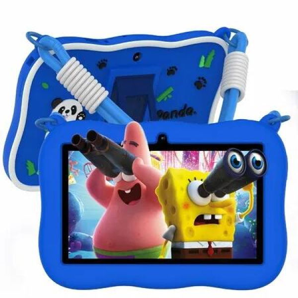 7 Inch Android 13 Tablet with Strap,4GB RAM 32GB ROM with WiFi,Dual Camera,Time Limits,Age Filters,Parental Control,Pre-installed Software for Boys-Blue