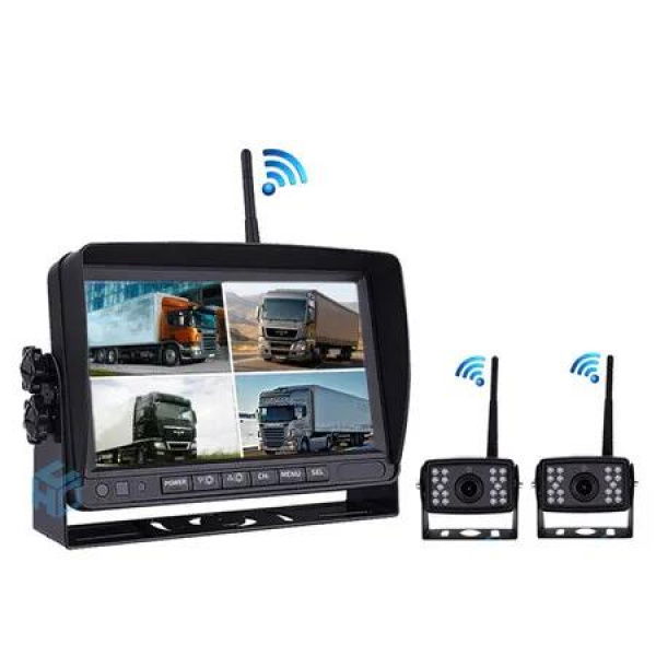 7 Inch Backup Camera System Split with 2 WIFI Solar Cameras for RV, Truck, Trailer, Van