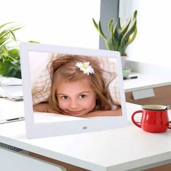 7-Inch Digital Picture Frame with USB and TF Card Compatibility for Effortless Display (White)