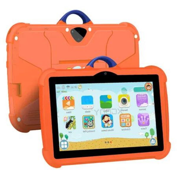 7 Inch Kids Tablet for Kids, 8GB Toddler Tablet, Android Learning Tablet with WiFi YouTube, Safety Eye Protection Screen, Tablet with Protective Case (Orange)