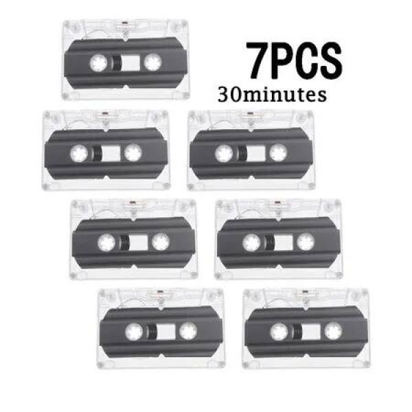 7 Pcs Blank Cassette Tapes 30 Minute Recordable Clear Audio Cassette Tape for Speech Music Recording, Audio Tapes