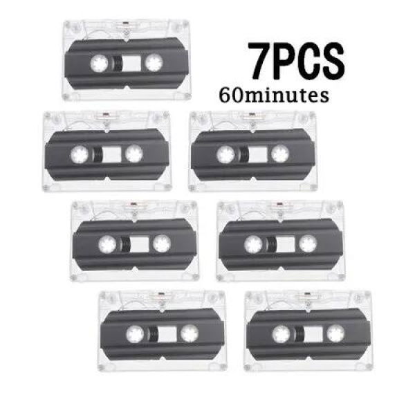 7 Pcs Blank Cassette Tapes 60 Minute Recordable Clear Audio Cassette Tape for Speech Music Recording, Audio Tapes