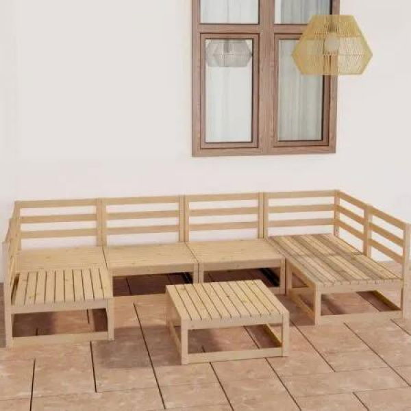 7 Piece Garden Lounge Set Solid Pinewood