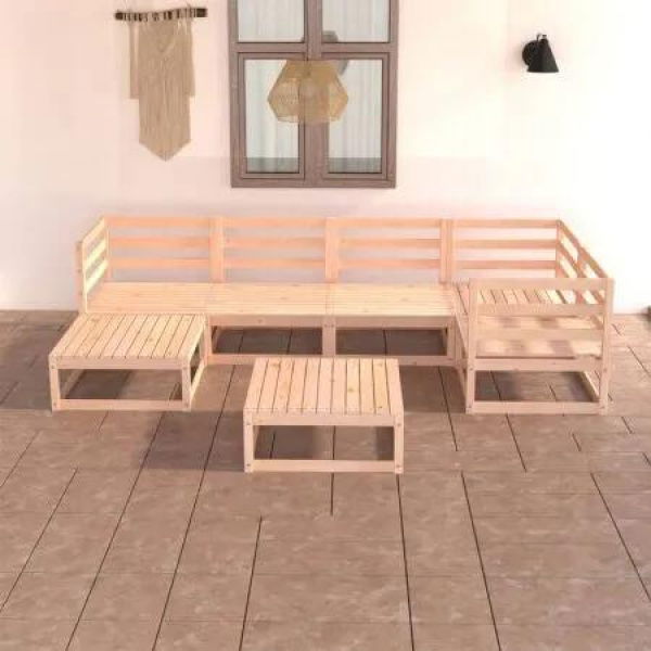 7 Piece Garden Lounge Set Solid Pinewood