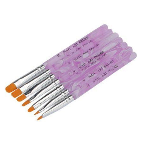 7 UV Gel Acrylic Nail Art Tips Builder Brush Pen Design