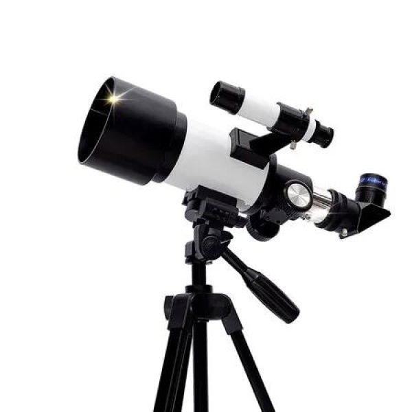 70mm Aperture 100mm Focal Length 15-150x Magnification Telescope with Multi-Layer Broadband Coating Extendable Tripod Christmas Birthday Kids Gift