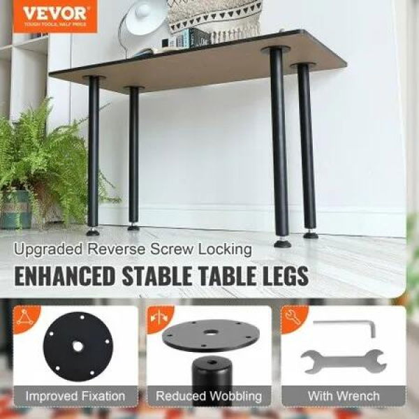 711.2MM Adjustable Desk Legs, Reinforced Steel Office Table Furniture legs Set of 4 for DIY, 544.3KG Load Capacity Heavy Duty Desk Legs, Quick Instalation Legs with Adjustable Foot Cup Black