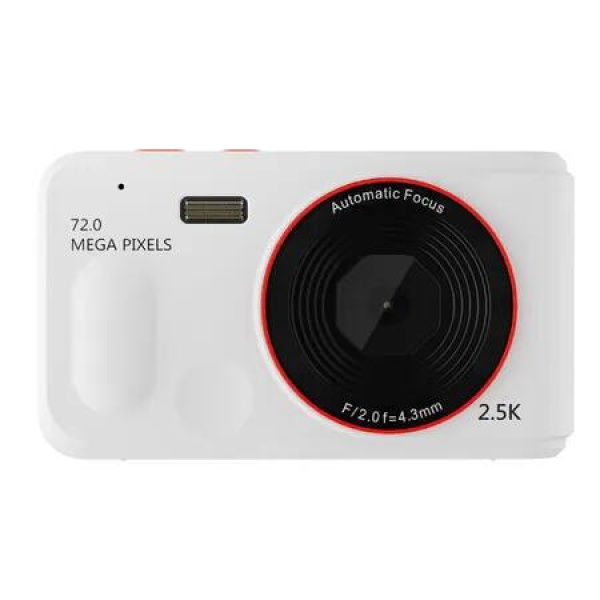 72MP Digital Camera 2.5K Video HD Camera 2.4 Inch Screen, 16x Zoom,Auto Focus,Handheld Camera for Kids Beginner Travel Home Photography Color White