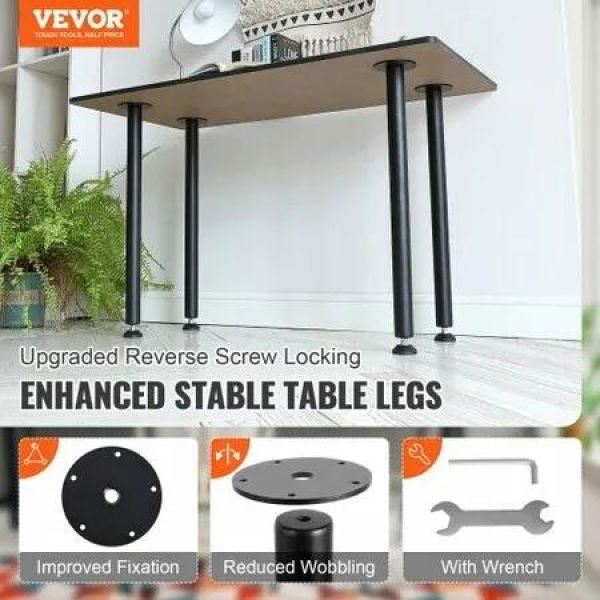 762MM Adjustable Desk Legs, Reinforced Steel Office Table Furniture legs Set of 4 for DIY, 544.3KG Load Capacity Heavy Duty Desk Legs, Quick Instalation Legs with Adjustable Foot Cup Black