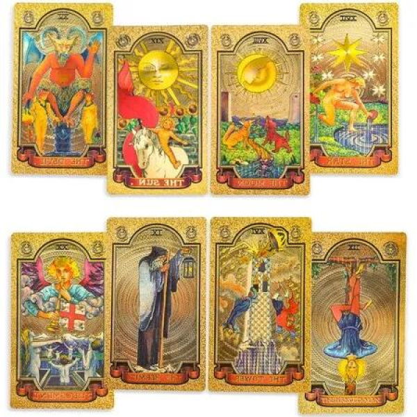 78-Card Gold Foil Tarot Deck: Wrinkle Resistant Durable and Waterproof Tarot Cards for Beginners and Professionals