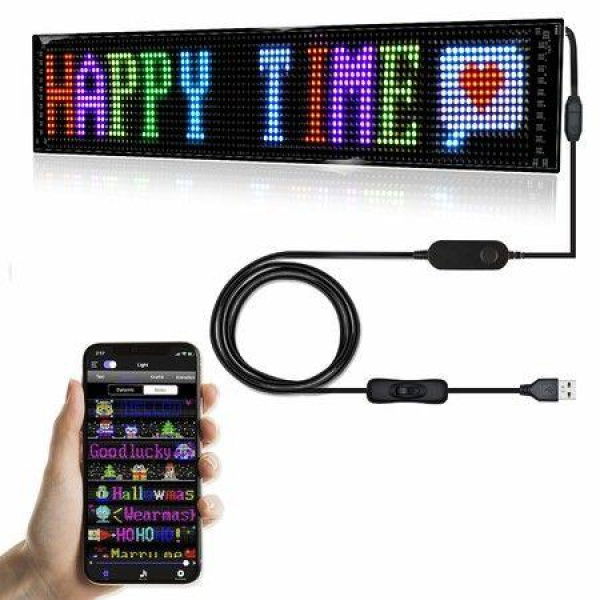 7x17cm 16x32pixel LED Signs Bright Advertising Flexible USB 5V LED Store Sign Bluetooth App Control Custom Text Pattern Programmable LED Display