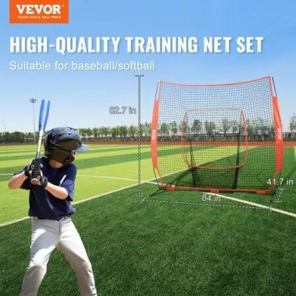 7x7 Baseball Softball Practice Net Portable Baseball Training Net for Hitting Batting Catching Pitching Backstop Baseball Equipment with Carry Bag