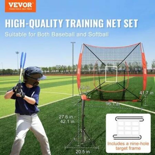 7x7 Baseball Softball Practice Net Portable Baseball Training Net for Hitting Batting Catching Pitching Backstop Baseball Equipment with Carry Bag