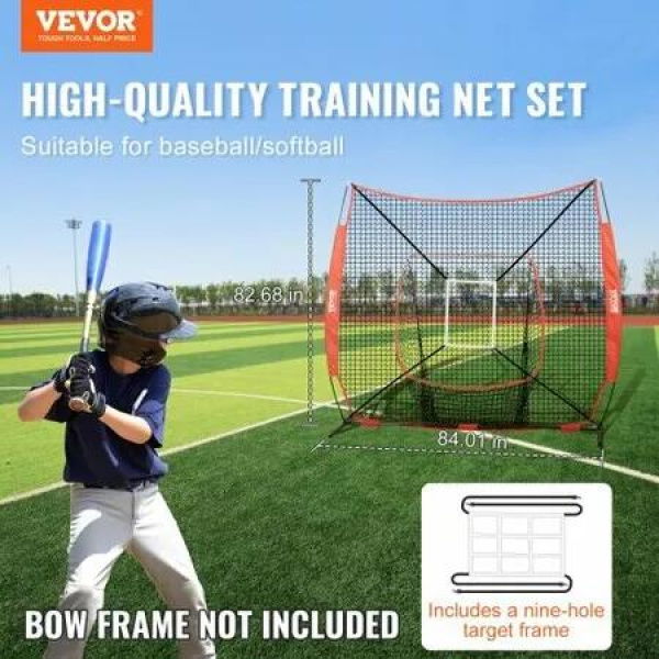 7x7 ft Baseball Softball Practice Net Portable Baseball Training Net for Hitting Batting Catching Pitching Backstop Baseball Equipment Training Aids