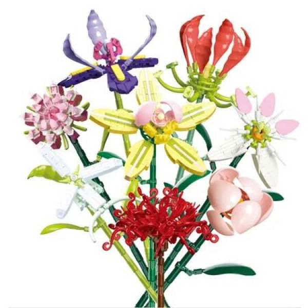 8 in 1 Childrens Educational Flower Building Blocks Compatible With Major Brick For Endless Garden Combos Suitable for Children Aged 3 And Up