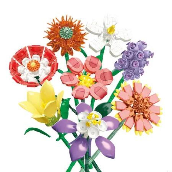 8 in 1 Childrens Educational Flower Building Blocks Compatible With Major Brick For Endless Garden Combos Suitable for Children Aged 3 And Up