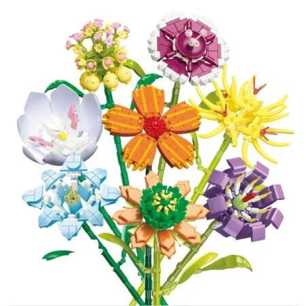 8 in 1 Childrens Educational Flower Building Blocks Compatible With Major Brick For Endless Garden Combos Suitable for Children Aged 3 And Up