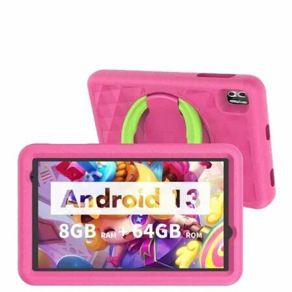 8 Inch Android 13 Kids Tablet 4GB RAM 64GB ROM Parental Control Pre-Installed Apps Educational Learning Tablet Case