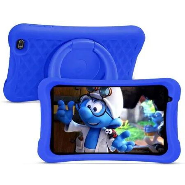 8' Kids Tablet: Quad Core, 64GB, WiFi, Bluetooth, Dual Cameras, Education & Gaming Apps, Parental Control, Protective Case (Blue)