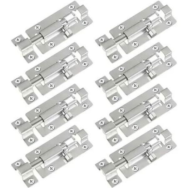 8 Pack Barrel Bolt Latch,Slide Bolt Latch 3 Inches Slide Latch Lock,Thickened Stainless Steel Sliding Lock for Door,Brushed Finish Sliding Bolt Lock,Sliding Bolt Latch with 12PCS Screws