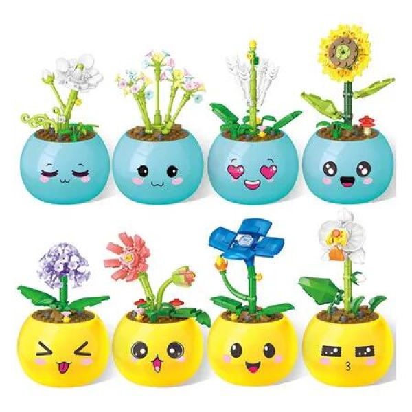 8 Pack Party Favors for Kids Building Set,Mini Succulent Flowers Building Blocks Sets for Classroom Prizes,Birthday Children's Day Gifts for Boys Girls 6+