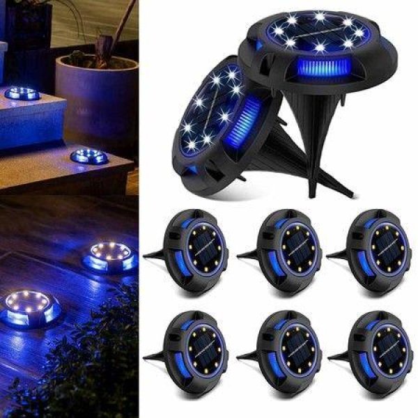 8 Packs Of Solar Lights Outdoor With 8 LEDs For Garden Yard Lawn Walkway Driveway (White + Blue)