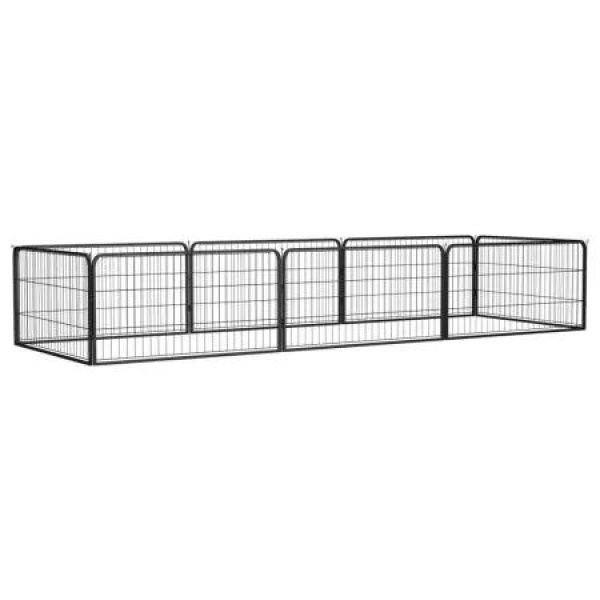 8-Panel Dog Playpen Black 100x50 cm Powder-coated Steel