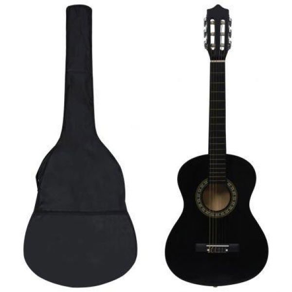 8-Piece Classical Guitar Beginner Set Black 1/2 34