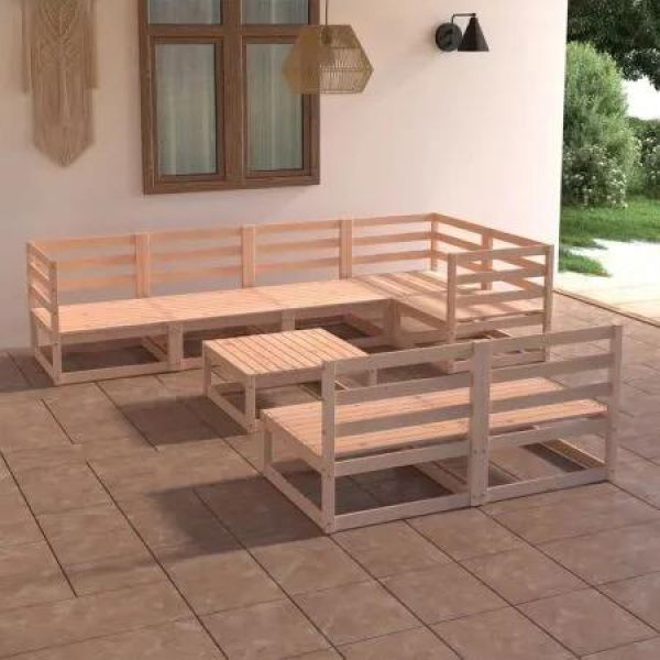 8 Piece Garden Lounge Set Solid Pinewood