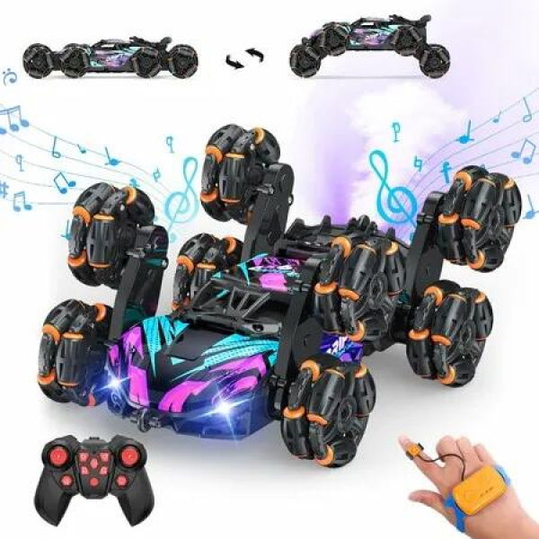 8 Wheels Hand Controlled RC Stunt Car Toys,Gesture Sensing Remote Control Cars Age 3+,Birthday Gifts Ideas (Purple)