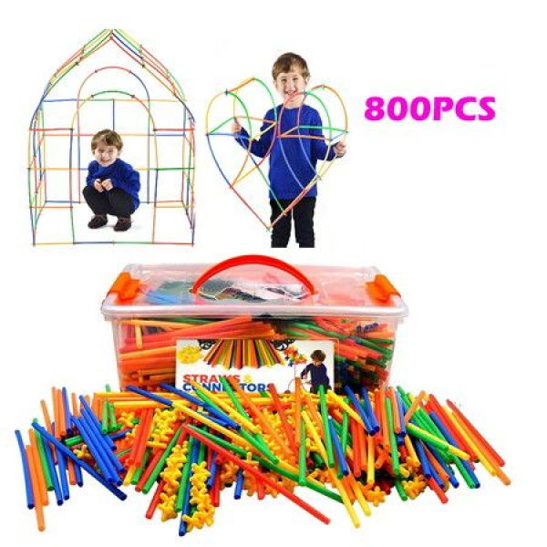 800Pcs 4D Straw Constructor Toys STEM Building Engineering Toys For Boys And Girls Gift