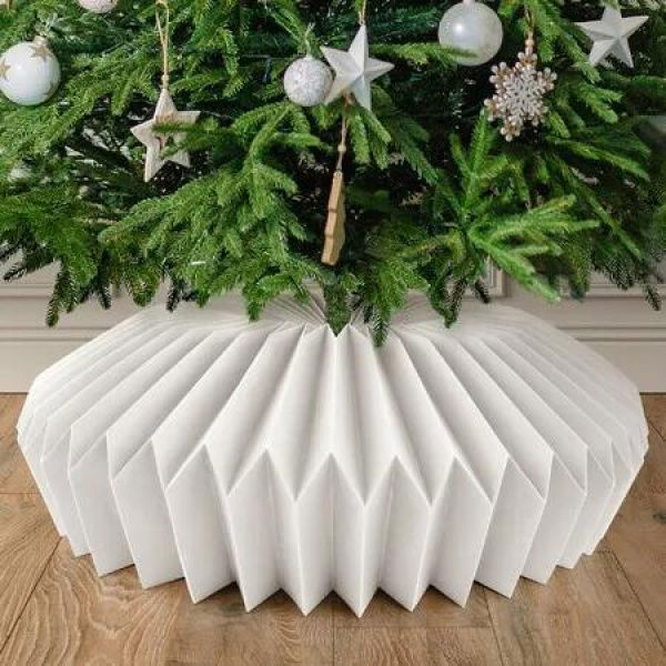 80cm Honeycomb Christmas Tree Collar,Folded Paper Christmas Tree Box Base Cover,Elegant Basket Skirt Collars