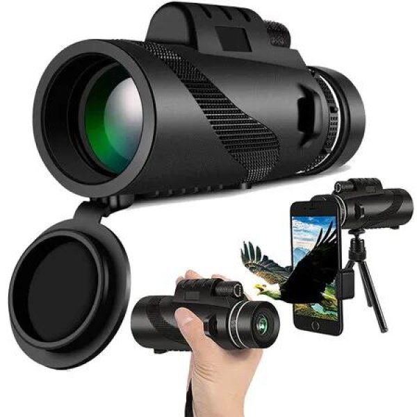 80x100 Monocular Telescope High Power Smartphone Monoculars for Kids High Definition for Stargazing, Hunting, Wildlife, Bird Watching