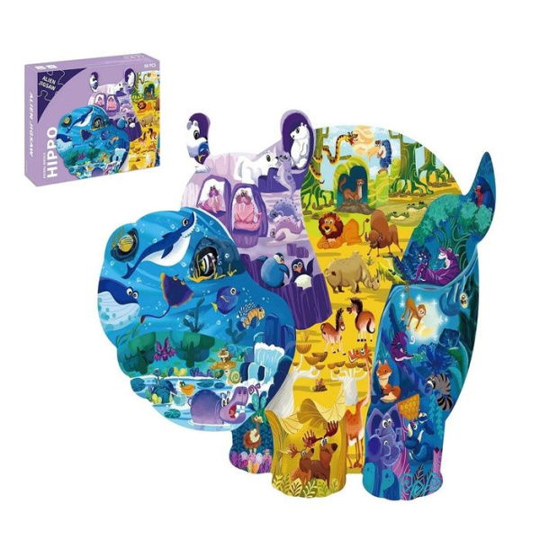 88 Pcs Jigsaw Puzzles Colorful Fun Animal Shaped Puzzle Learning Educational Toys Gifts Games For Age 3+ (Hippo)