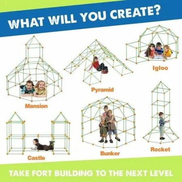 88-Piece Glow-in-the-Dark Fort Building Kit: Creative Play Tent and Tunnel Toys for Kids Ages 5-10 (STEM Building Toy Gift)