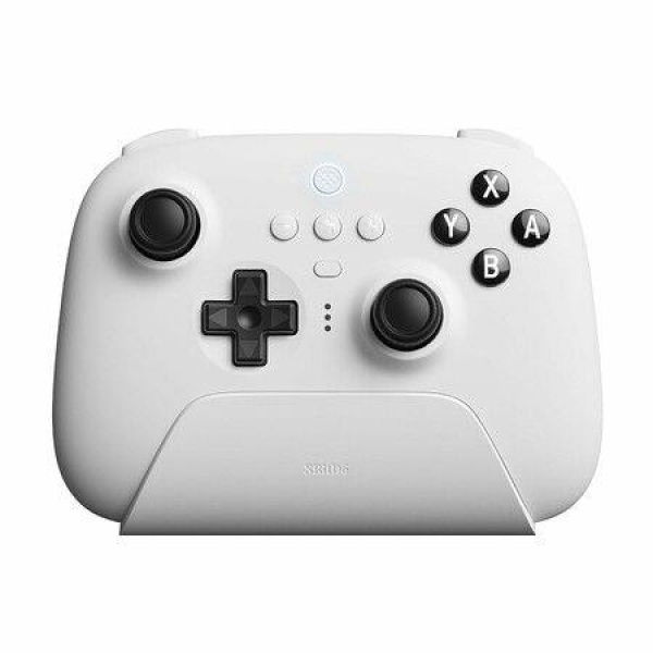 8BitDo Ultimate Bluetooth Controller With Charging Dock Wireless Pro Controller With Hall Effect Sensing Joystick Compatible With Switch Windows And Steam Deck (White).