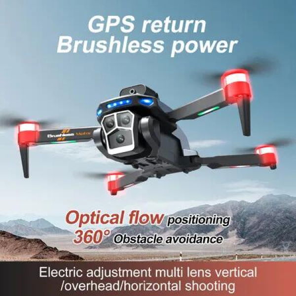 8K GPS Drone Profesional FPV Drone Dual Camera RC Quadcopter Aerial Aircraft Optical Flow Helicopter Obstacle Avoidanc Color Black