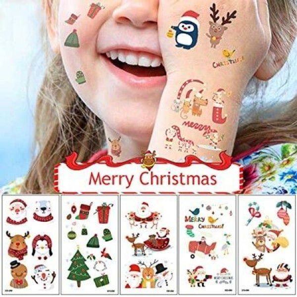 8p Christmas Temporary Tattoos Waterproof Hot Stamping Stickers Face Body