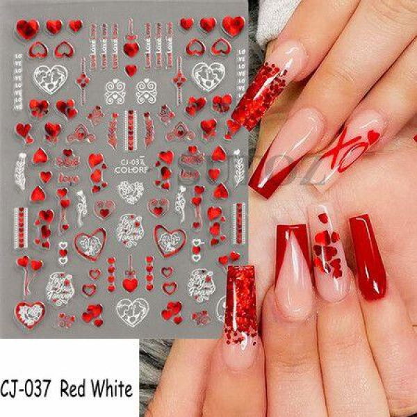 8pcs Sheets Nail Art Stickers Decals Self-Adhesive Holiday Xmas Snowflake Nail Art Manicure