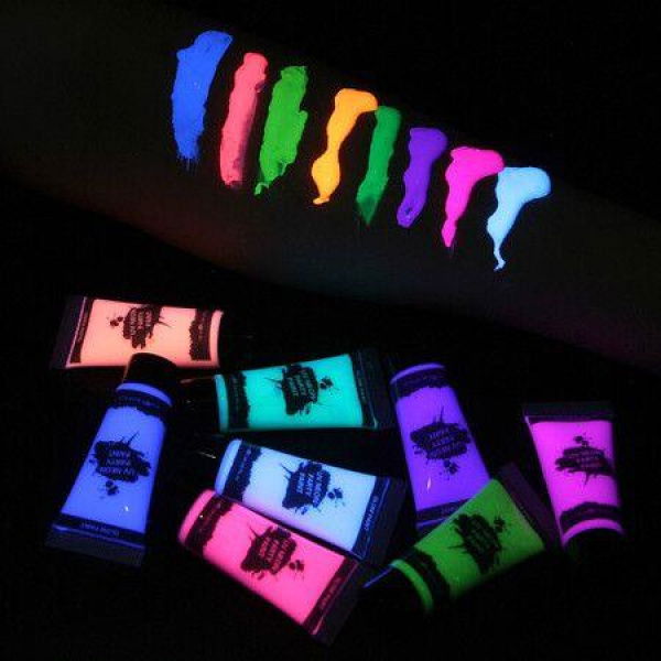 8Pcs UV Paint Makeup Glow In The Black Light Body Face Paint UV Halloween World Cup Christmas Kit Fluorescent Cosplay Costumes Parties And Festivals