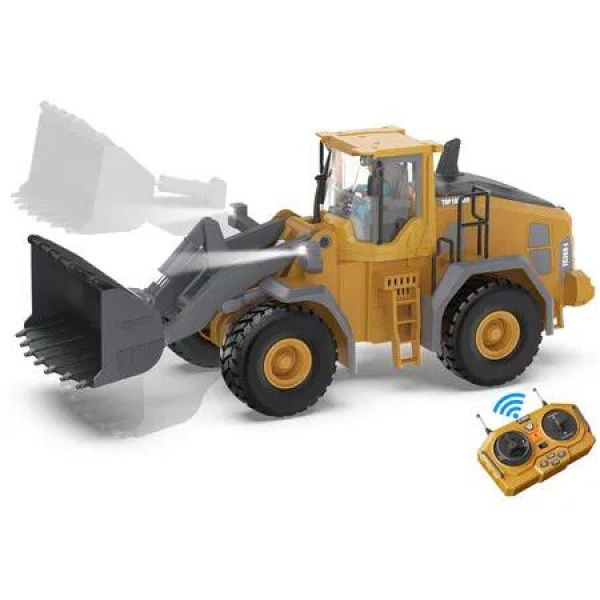 9 Channel Metal RC Wheel Loader,Remote Control Kids Construction Play Toys with Realistic Lights and Sound,1:20 Scale,Kids Birthday Gift for Ages 3+