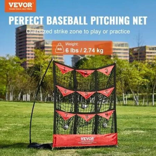 9 Hole Baseball Softball Pitching Net 9 Pocket Hitting Practice 36'x30'